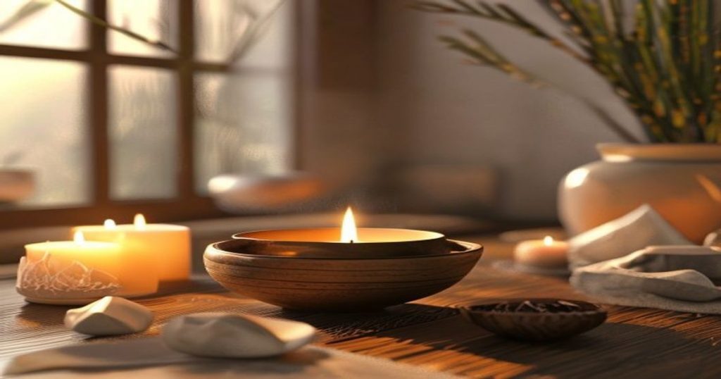 บรรยากาศพื้นที่ wellness ของ DEVESSA โทนอุ่นสงบพร้อมหินและแสงนวล