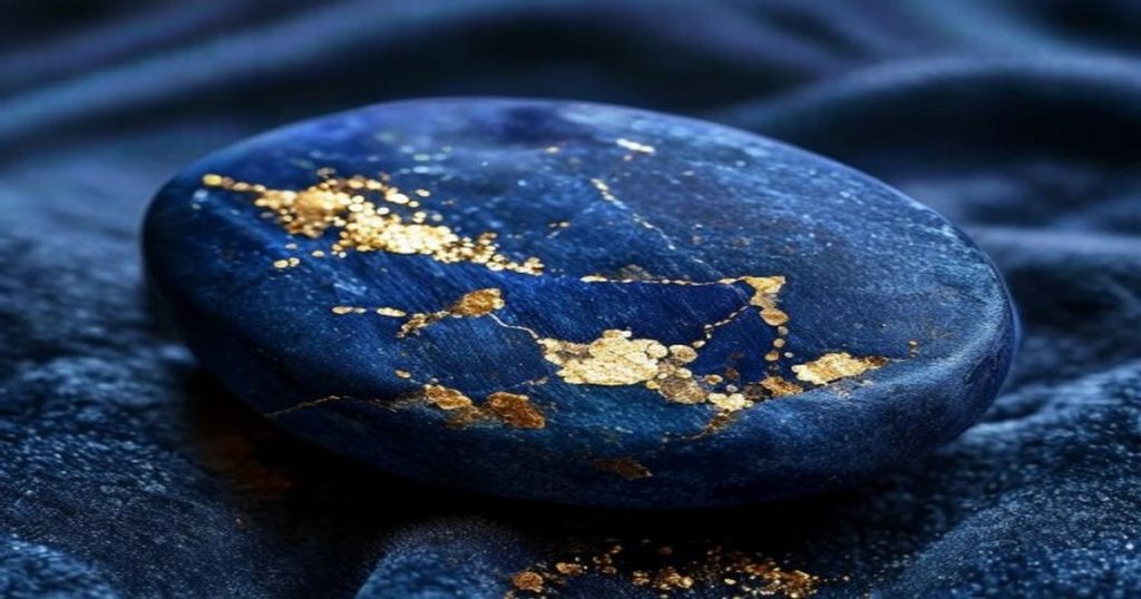 หินลาพิส ลาซูลีสีครามมีเกล็ดทองไพไรต์
