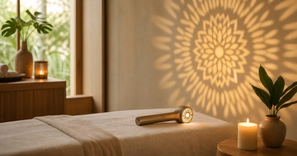 อุปกรณ์ Light Mandalas ฉายแสงลายแมนดาลาในห้องบำบัดโทนอุ่น